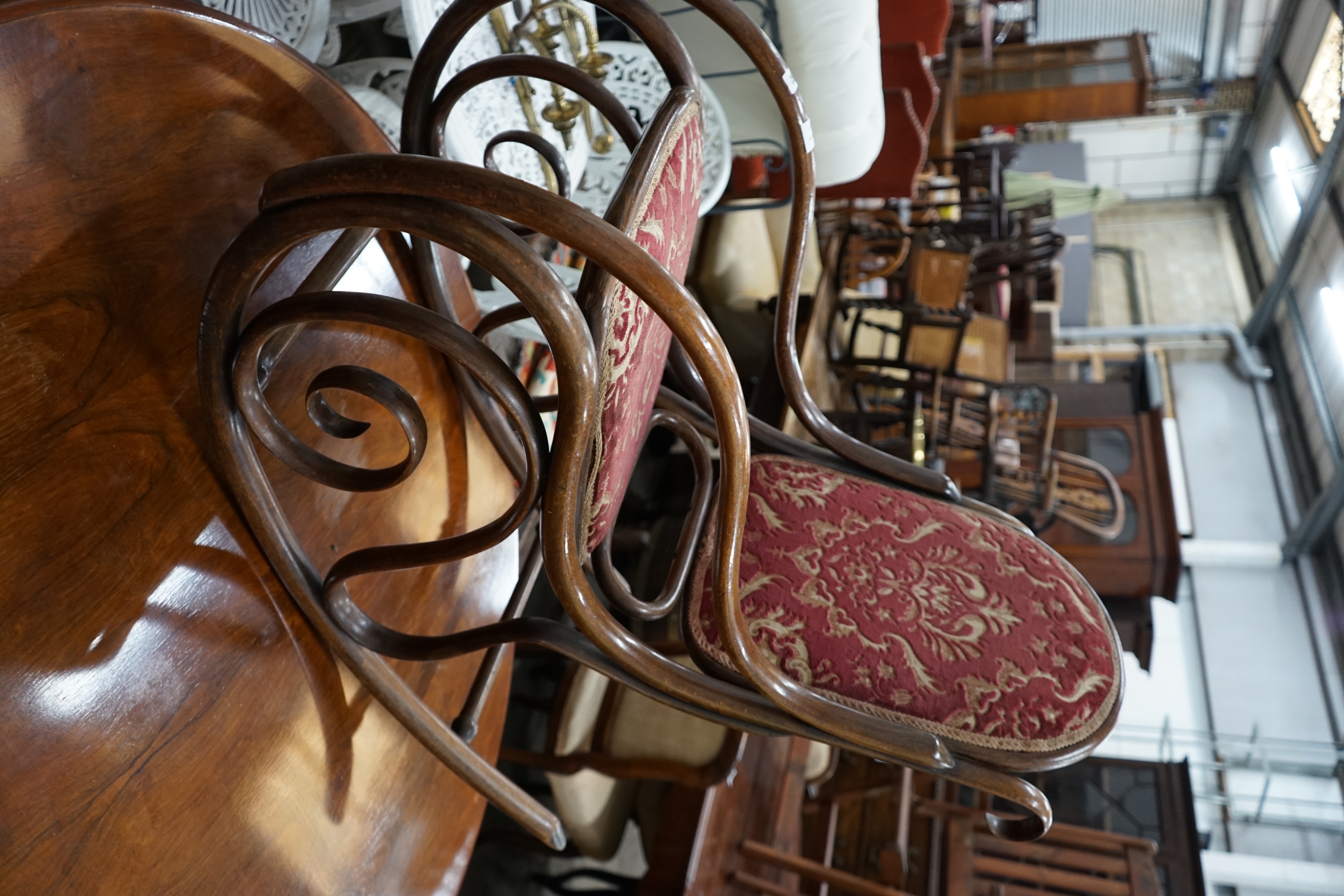 An early 20th century bentwood rocking chair